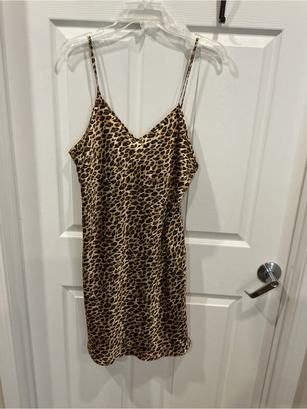 Gilligan & O'Malley Leopard-Print Slip Dress in Brown and Black